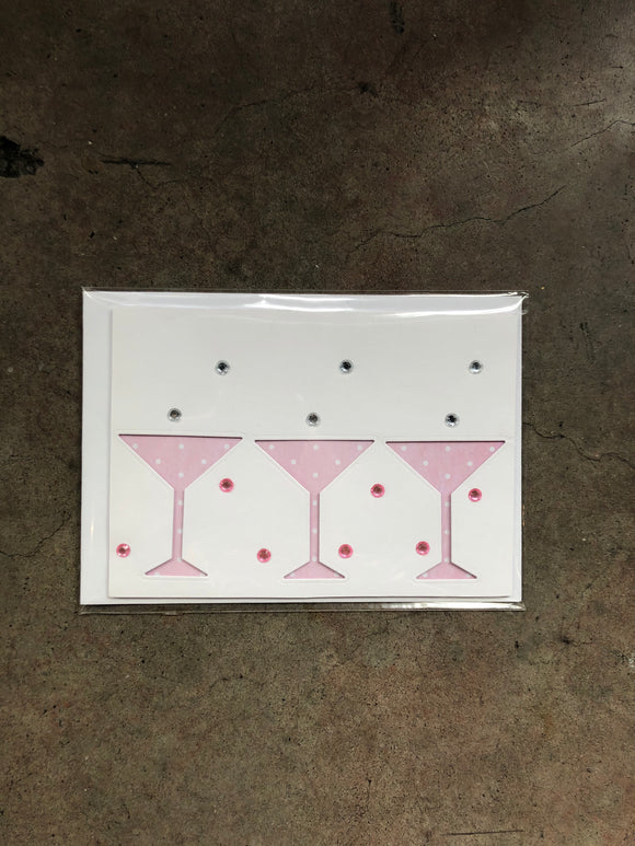 Handmade Pink Martini Glass Card
